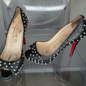 Christian Louboutin spiked peep toe pump